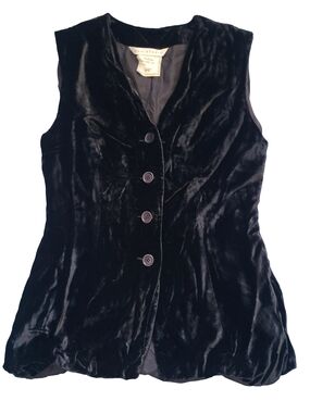 Vintage Max Studio Black Velvet Sleeveless Vest Size 6